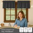 Native Fab 2 Pack Valance Curtains Set for Windows - Rod Pocket - Semi Sheer - Short Curtain for Kitchen, Cafe, Dining Room, Bathroom, Basement - 54"x18" - Grey