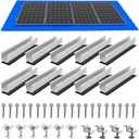 Solar Panel Mounting Brackets, Roof Mount Kit, Rails and Clamps Included for Thickness 1.18”-1.38”, 4pcs in A Row Assembly on Tin, Flat and Sheet Rooftop, Aluminum Alloy