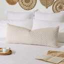 Kevin Textile 14x36 Inch Long Lumbar 1 Pack Boho Decorative Throw Pillow Cover Soft Striped Corduroy Rectangle Cushion Case Farmhouse Solid Color Accent for Living Room Couch Sofa Bed, Cream White