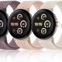 Maledan Braided Stretchy Band Compatible with Google Pixel Watch 2 1 3 4 41mm/for Women Men, 3 Pack Soft Nylon Breathable Sport Replacement Strap for Google Smartwatch 41mm Accessory