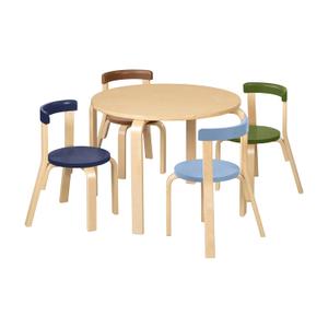 ECR4Kids Bentwood Table and Curved Back Chair Set, Kids Furniture, Earthtone, 5-Piece