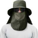 2 x 3 Pack Mens Outdoor Wide Brim Fishing Hat,UPF 50+ Sun Protection Cap with Face Neck Flap for Hiking & Garden
