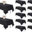 12 Pack Black Tablecloth 60 x 102 Inch Polyester Table Cloth for 6 Foot Rectangle Tables, Wrinkle Resistant Washable Decorative Fabric Table Covers for Wedding Party Banquet Buffet and Camping