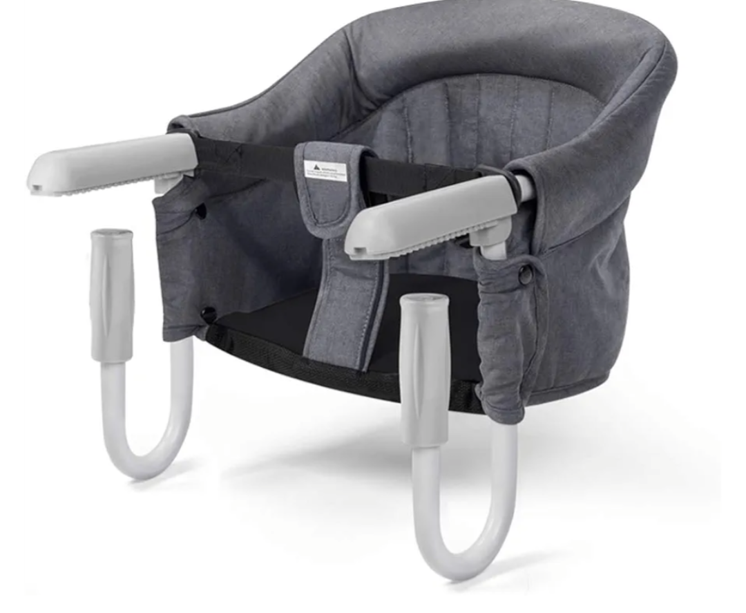 Foho Hook On Chair, Clip on Table High Load Design Fold Flat Storage Attachable High Chair with Storage Bag, Safe Fast Table Chair for Babies and Toddlers (Grey)