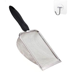 Cat Litter Scoop Stainless Steel Mesh Scooper Long Handle Deep Shovel Non-Stick Coated Metal Litter Scoop for Litter Box Kitten Pooper Lifter (Hole:3.8mm/Regular Cat Litter Scoop)