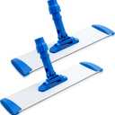 Pelopy 2 Pcs Aluminium Flat Mop Head 16'' Long Flat Mop Plate Frame Head Replacement with 360 Swivel Hook and Loop Fastening for Cleaning Hard Floors, Tiles, Wooden Floors, Marble
