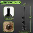 SYITCUN Auger Drill Bit for Planting - 4"X24" Heavy-Duty Auger Post Hole Digger for Fence- 1/2" Hex Drive Drill