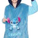 Disney Blanket Hoodie with Plushie and 3D Ears Wearable Comfy Oversized Sweatshirt Sherpa Fleece Blanket Gifts for Kids