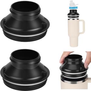 WADEO Pack of 2 Bottle Adapter for Cirkul to Stanley | BPA Free Plastic, Food Grade Silicone Fits for 40 oz Stanley Water Bottles (Black)