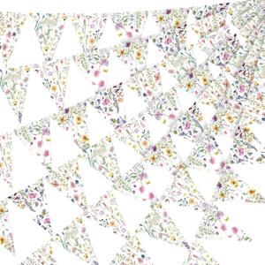 5 Pieces Wildflower Baby Shower Decorations Spring Wildflower Garland Paper Pennant Wedding Garland Triangle Banner for Wedding Bridal Shower Outdoor Decoration (Vibrant Color)