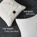 DFXSZ Christmas Pillow Covers 18x18 Green Line Creamwhite Christmas Tree Decoration Soft Plush Faux Fur Jacquard Throw Pillows for Bedroom Sofa Holiday Festivals Winter Home Decor PTK064E18