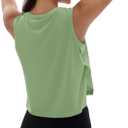 MAGCOMSEN Tank Tops for Women Crop Workout Sleeveless Tank Loose Fit Gym Yoga Muscle Top with Side Slits (Green, L)