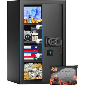 5.2 Cuft Large Fireproof Safe for Home Use, Digital Safe Box with Programmable Keypad, Spare Keys and Alarm System, Anti-Theft Security Safes for Home and Office