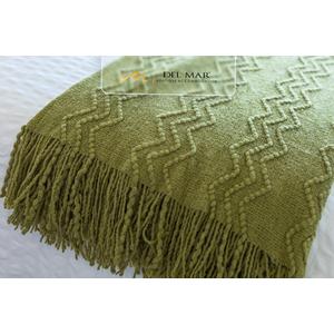 Knitted Decorative Throw Blanket for Couch Sofa Chair Bed，Soft Warm Cozy Light Weight for Spring Summer (50''X60'' Avocado Green)