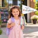 First Day of School Flag, Preschool Back to School Pennants | First Day of Preschool Sign Flags with Ribbons,Back to School Photo Props