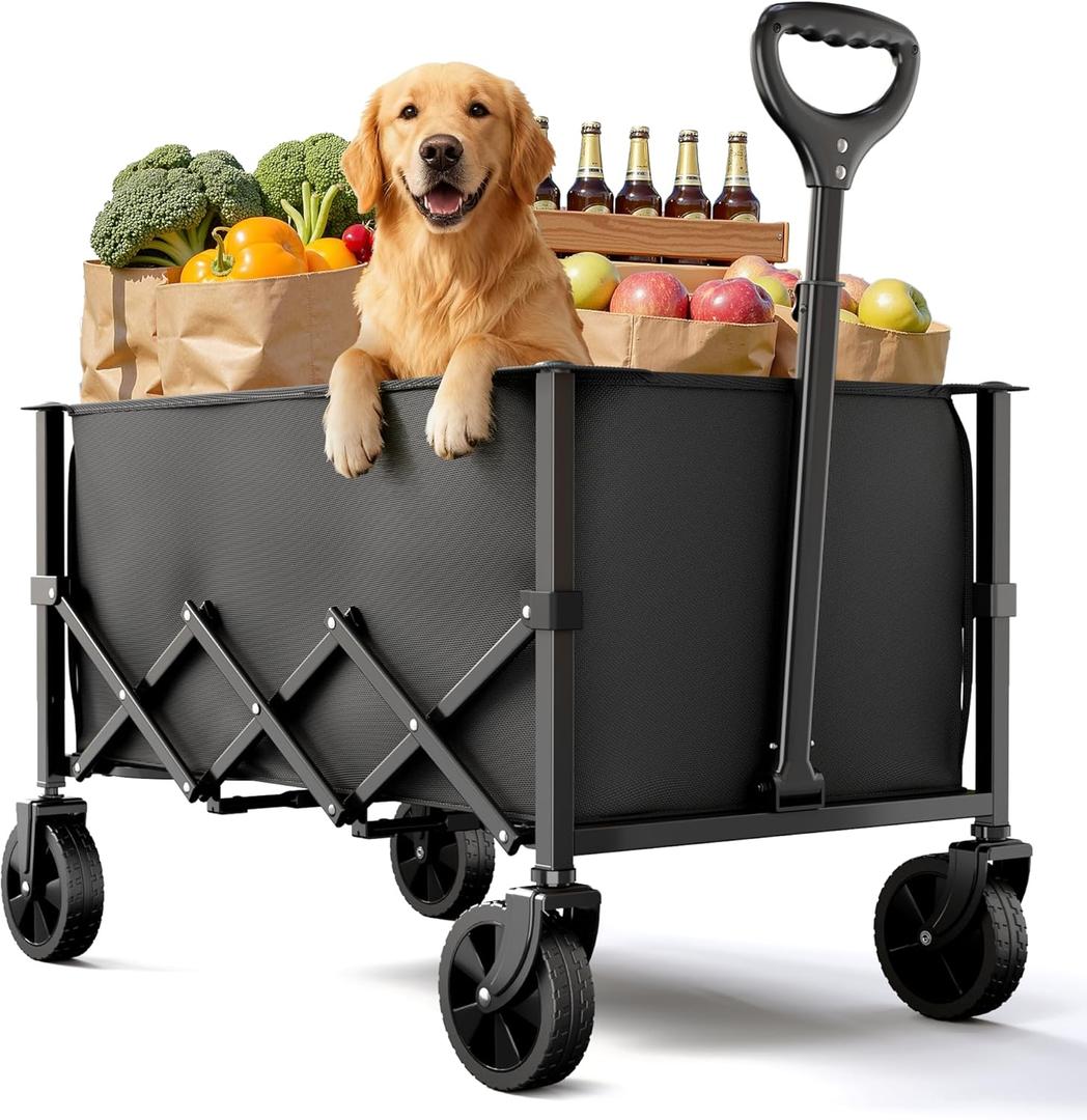 Folding Wagon Cart,Portable Heavy Duty Utility Foldable Garden Wagon Cart for Sports, Shopping, Camping and Outdoor Sport