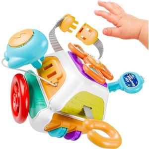 Busy Cube for Toddlers 2-3, Montessori Sensory Activities Busy Board Baby Gifts Infant Boys Girls Travel Toys Educational Learning