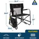 GCI OUTDOOR Freestyle Rocker XL with Side Table Camping Chair | Portable Folding Rocking Chair with Solid, Durable Armrests, Drink Holder & Comfortable Backrest Red