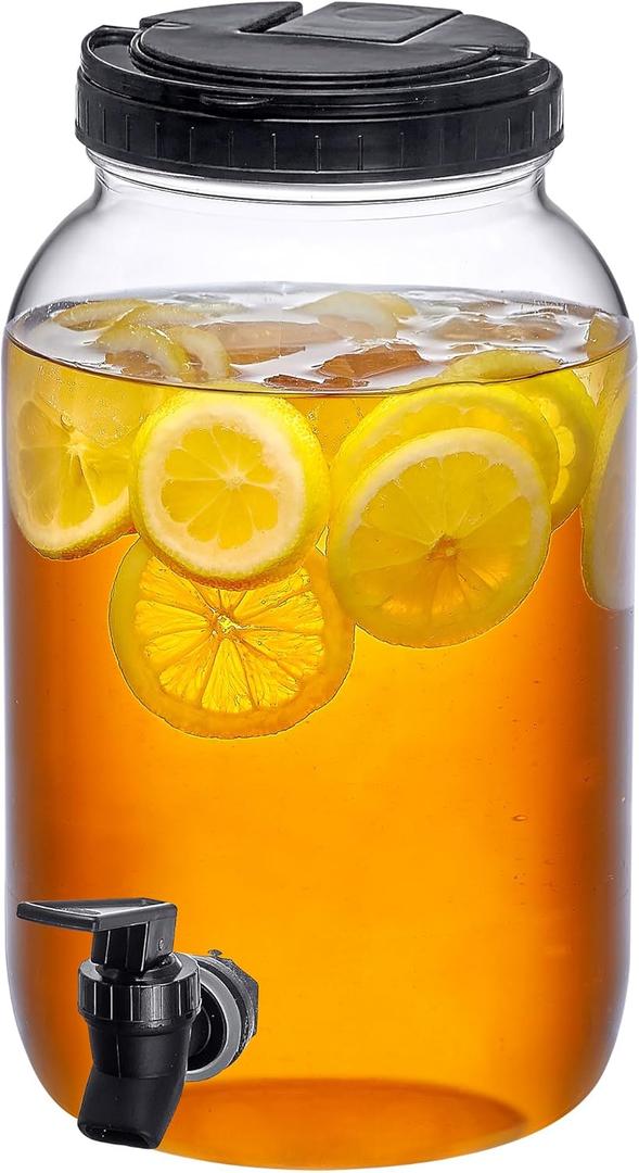 Amazing Abby - Beverly - Plastic Beverage Dispenser with Spigot (1 Gallon, 4 Quart), Drink Dispenser for Fridge and Party, BPA-Free, Shatter-Proof, Great for Lemonade, Iced Tea, Punch, and More