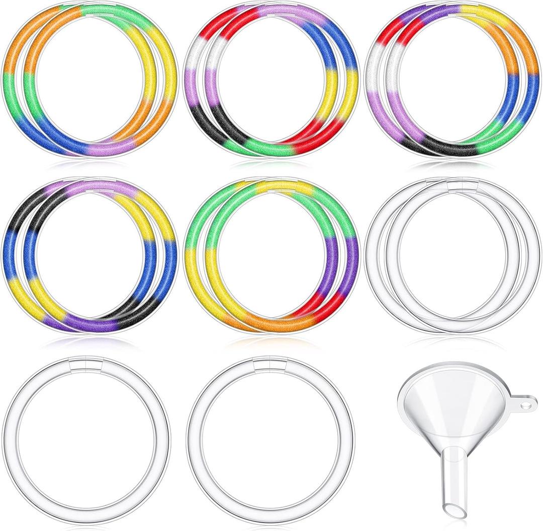 Libima 53 Pcs Sand Art Kits Include 48 Clear Hollow Plastic Bracelet with 5 Plastic Small Funnel for Art Crafts and Summer Party Favors, Not Include Sand