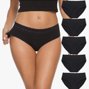 Hipster Panties for Women Underwear Lace Bikini Hip-huggers Panties 5 Pack(218S-Black) M
