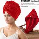 COZYART Lint Free Towel Sets 8 Pcs Red, Thick, Super Soft, Absorbent & Quick Dry Microfiber 3D Bubble Bathroom Daily Use Set with 2 Bath Towels, 2 Hair Towels, 2 Hand Towels, 2 Washcloths