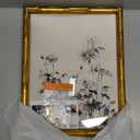 Classic Lily of the Valley Flower Canvas Print Gold Bamboo Textured Frame and White Mat, 11x14 Acrylic Panel Protection Framed Botanical Illustration Artwork, Farmhouse Modern Bedroom Decor