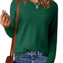EVALESS Womens Sweater Fashion Clothing Dressy Casual Long Sleeve Cable Knit Solid Color Crew Neck Fall Sweaters for Women Trendy 2025 Winter Outfits Chunky Pullover Tops Jumper Green Medium