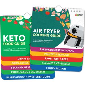 Air Fryer & Keto Cookbook Magnets - Set of 2 (7x6) - Air Fryer Accessories & Keto Meal Plan Cookbook - Airfryer Kitchen Appliances - Keto Foods & Keto Diet Book for Beginners - Kitchen Gadgets 2026, Large