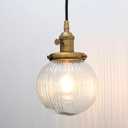 PERMO Vintage Industrial Pendant Light Antique Gold Finish with Ribbed Clear Glass Shade, Adjustable Height Hardwired Ceiling Lamp for Kitchen Island, Dining Room, Living Room, Bedroom