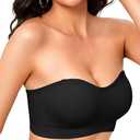 Strapless Bras for Women Non-Slip Wireless Bandeau Bra Seamless Padded Tube Top Bra Including Fabric & Clear Straps, XXL