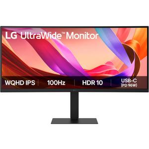LG 34U650A-B 34-inch UltraWide IPS WQHD 100Hz HDR10 Curved Monitor, Black
(3440 x 1440), 21:9 Aspect Ratio, Built-in Speaker, HDMI, DisplayPort, USB Type-C PD 96W, Tilt/Height/Swivel Stand, Black