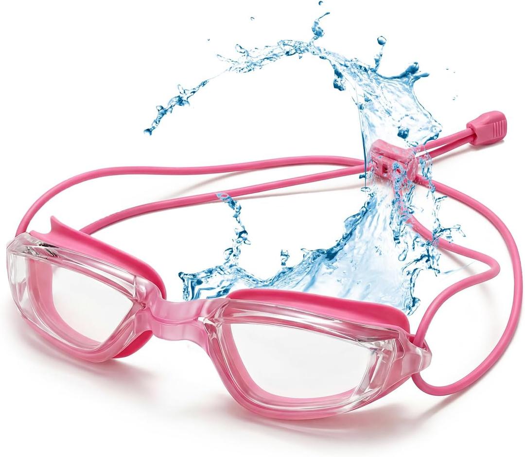 Aegend Swimming Goggles with Adjustable Bungee Strap, No Leak Anti-Fog UV Protection Mirrored Swim Goggles for Adults