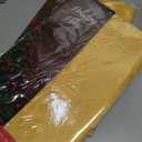 2 x Newbridge Christmas Carol Holiday Noel Damask Fabric Tablecloth, 52 x 52 Inch Square, Gold, Holly Leaf Poinsettia Weave, Wrinkle Free Soil Resistant Easy Care Table Cover