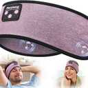 Perytong Sleep Headphones Wireless, Bluetooth Headband Sports Sleeping Headphones Sleep Mask Earbuds Breathable Wireless Music Headband for Side Sleepers Sleeping Travel Workout Running Air Travel (HB Purple)