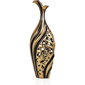 19 Inch Tall Floor Vase, Black and Gold Ceramic Vase, Pottery Decorative Vase, Unique Pampas Grass Vase for Living Room Floor, Home Office, Porch Home Centerpieces Decorative Large Vase