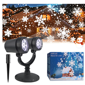 Outdoor Christmas Decorations Christmas Double Head Snowflake Projector Lights,Christmas Projector Lights IP65 Waterproof Adjustable Christmas Decorations Indoor for Patio Wall Window