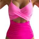Eomenie Women's One Piece Swimsuits Tummy Control Cutout High Waisted Bathing Suit Wrap Tie Back 1 Piece Swimsuit M