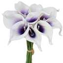 Sweet Home Deco Latex Real Touch 15" Artificial Calla Lily 10 Stems Flower Bouquet for Home/Wedding (Purple) 2 Pcs