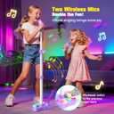 Stand Karaoke Machine for Kids, Singing Toys Gifts for 3 4 5 6 7 8 Year Old Girls Boys, Rechargeable Kid Microphone Bluetooth Speaker with 2 Wireless Mic for Girl Age 4-6 Toddler Birthday Party Toy