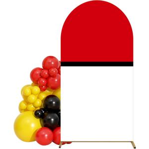 7.2  4 Ft Red Black and White Cartoon Arch Cover Round Top Stretchy Backdrop Stand Cover Spandex Fitted Fabric for Birthday Party Racing Theme Party Wedding Ceremony Anniversary Grad Decorations