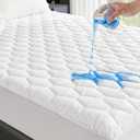 GRT Queen Mattress Protector Waterproof, 100% Waterproof Quilted Fitted Mattress Pad, Noiseless Hollow Cotton Mattress Cover, Fits up to 21" Deep, Dust Proof White