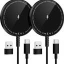 Magnetic Wireless Charger for iPhone: Compatible with Magsafe Charger iPhone 17 16 15 14 13 12 Series & Airpods 4 3 2 Pro-Fast 15W Max Charging Pad Strong Magnet, Dual USB-C/A Ports-Home Office Travel