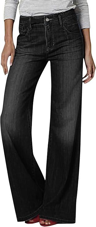 Women's High Waisted Wide Leg Jeans Loose Fit Straight Leg Denim Pants 2025 Trendy M
