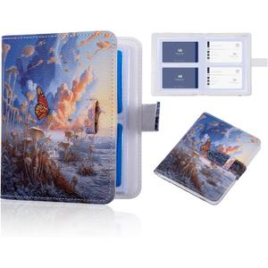 Butterfly Card Book Holder Organizer for Women,Colorful Business Card Holder,PU Leather Business Card Case Color Printing Pattern Stylish Name Card and Credit Card Holder (CelestialFlutter)