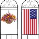 2 IN 1 Metal Garden Flag Holder Stand, Reinforced Decorative Design, Fits 14.5 x 26 Inch FlagsHeavy Duty Yard Flags Holder for Outside House, Lawn & Patio Decor (Black)