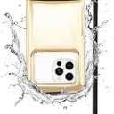 Flaunt Gold Metallic Waterproof Floating Phone Pouch with Crossbody Lanyard - Travel Beach Cruise Ship Essentials - Large