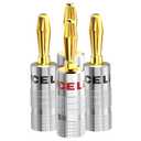 VCELINK Banana Plugs for Speaker Wire 2 Pairs/4 Pcs, 24K Gold Plated Dual-Screw Type Speaker Connector for Home Theater, Wall Plate, Audio/Video Receiver and Sound Systems (Red+Black)