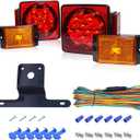 MAXXHAUL 70205 Trailer Light Kit - 12V All LED, Left and Right Waterproof Submersible for Trailers, Boat Trailer Truck Marine Camper RV Snowmobile, Red