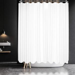 Barossa Design Waffle Weave Clawfoot Tub Shower Curtain 180 x 84 Inch Wrap Around - Extra Long & Extra Wide, Heavyweight Fabric, Washable, Water Repellent, with 36 Hooks Set, White, 180x84